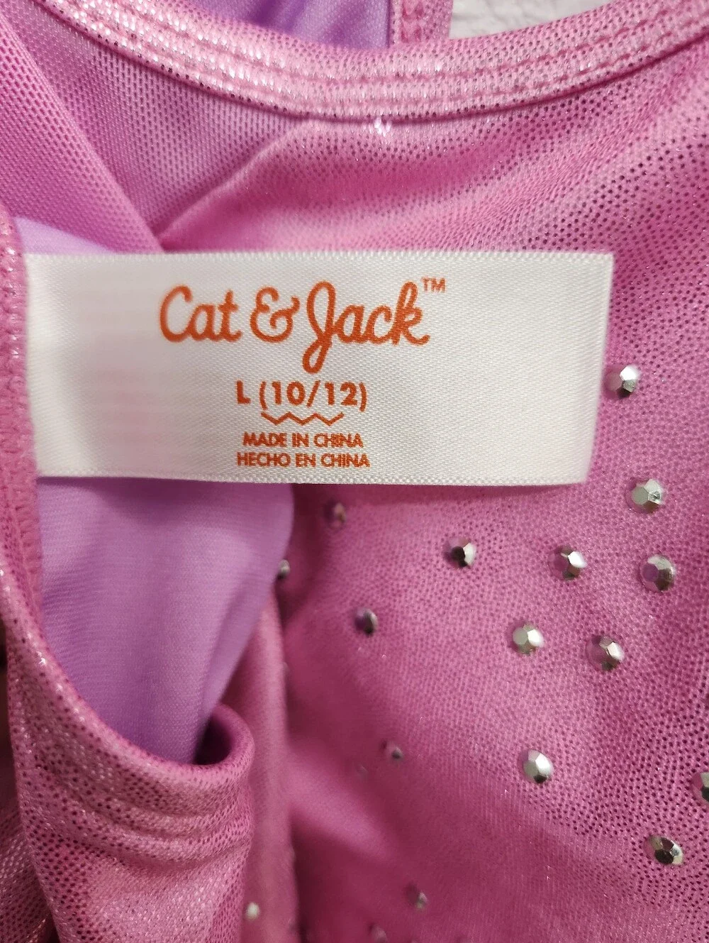 Cat & Jack Shimmer Pink Rhinestone Gymnastics Leotard 10/12